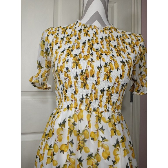Ivy City Co Hollie Dress Lemon Floral Smocked Maxi Length S .Small - Picture 12 of 12